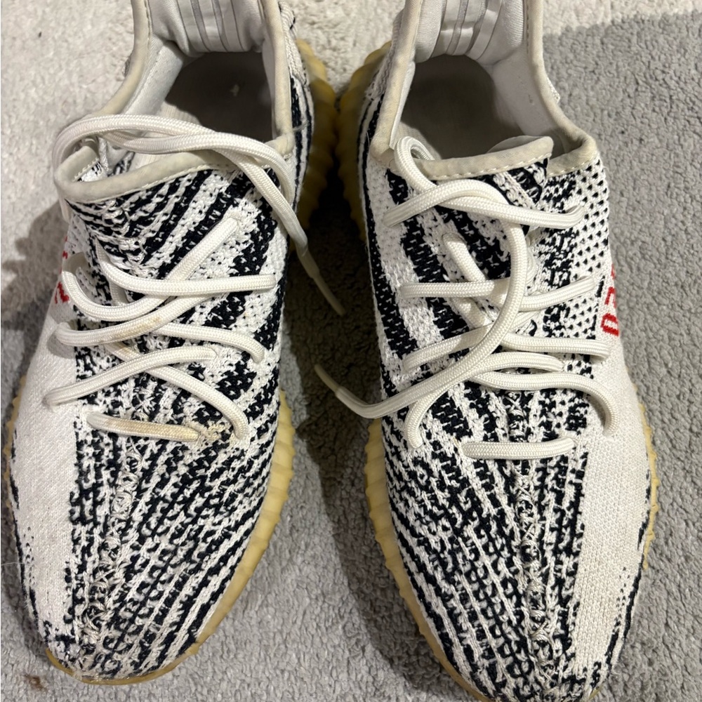 Yeezy Zebra Sneakers - Black, White, Red
